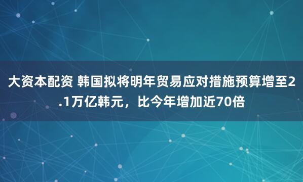 大资本配资 韩国拟将明年贸易应对措施预算增至2.1万亿韩元，比今年增加近70倍